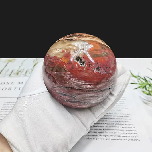1pcs 60mm Red Rose Petrified Wood Sphere Fossil Agate Quartz Crystal ball Madagascar