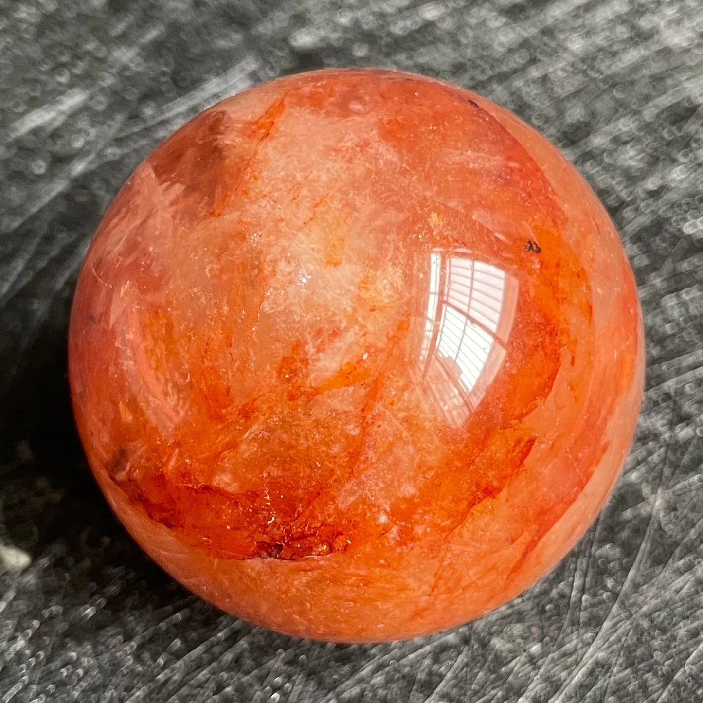 158g Natural Stone Fire Quartz Crystal Ball Rainbow Quartz Sphere Polished Rock Reiki Healing B15