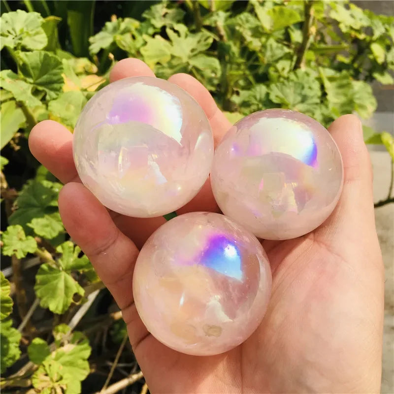 angel aura rose quartz crystals ball natural stones and minerals gemstone sphere home decoration feng shui crafts 1pc