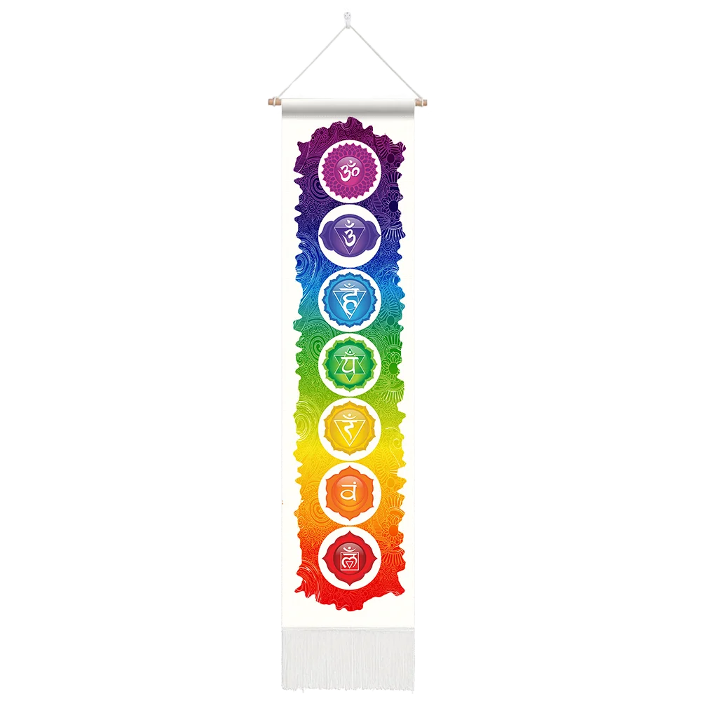 7 chakras Tapestry Wall Hanging, Mandala Chakras Tapestries, wall decoration for Spiritual Meditation Room 12.8x 51.2 Inches