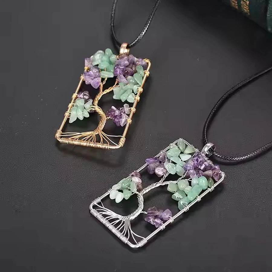 Custom Wholesale Chakra Creative Necklace Gemstone Charm Round Shape Lifetree Pendant Family tree of life in Jaipur Necklace