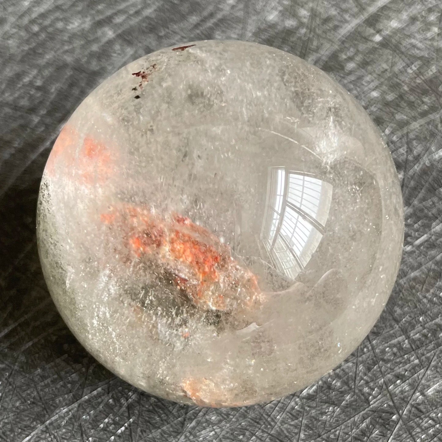 170g Natural Stone Crystal Ball Green Phantom Rock Decoration Rough Polished Garden Quartz Sphere Healing