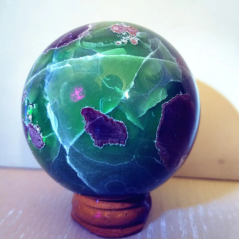 Natural Stone Fluorescence Agate Crystal Ball Gemstone Sphere Feng Shui Wicca Energy Spiritual Reiki Healing Crystals Home Deco