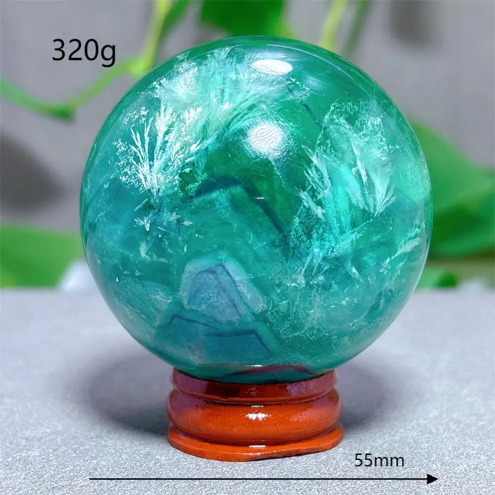 Feather Fluorite Sphere Crystal Natural Stone Quartz Stone Minerals Home Decoration Reiki Craft Gifts Energy Healing Love Luck