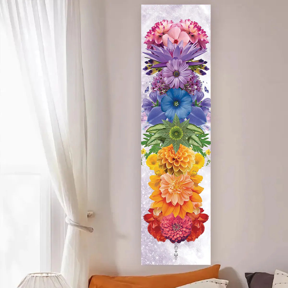 Colorful Chakra Wall Tapestry Yoga Meditation Wall Hanging for Any Room Home Decor Black Wall Art Decor with Spiritual Energy