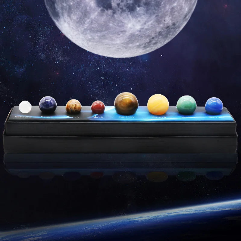 Natural Crystal Planets Ball Solar Sun System Rock Quartz Stones Beads Healing Reiki Chakra Energy Sphere Galaxy Model