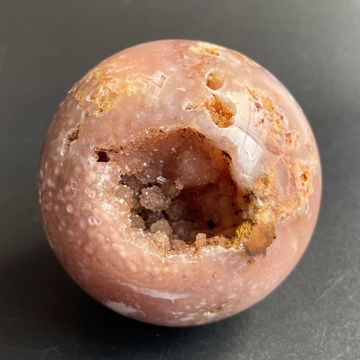 Natural Stone Amethyst Pink Sakura Agate Geode Sphere Polished Crystal Quartz ball Reiki Healing Gift Room Decor
