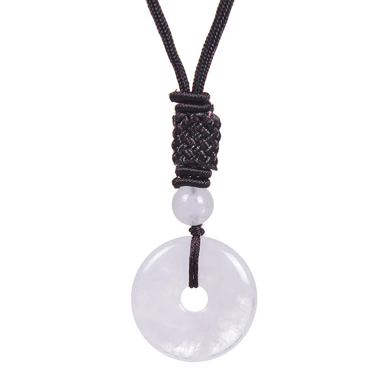 1 Chakra Healing Tiger Eye Amethyst Rose Quartz Clear Quartz Howlite Green Aventurine Amazonite Red Jasper Carnelian Lapis Lazuli Rhodonite Doughnut Necklace Spiritual