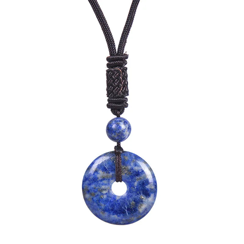 1 Chakra Healing Tiger Eye Amethyst Rose Quartz Clear Quartz Howlite Green Aventurine Amazonite Red Jasper Carnelian Lapis Lazuli Rhodonite Doughnut Necklace Spiritual