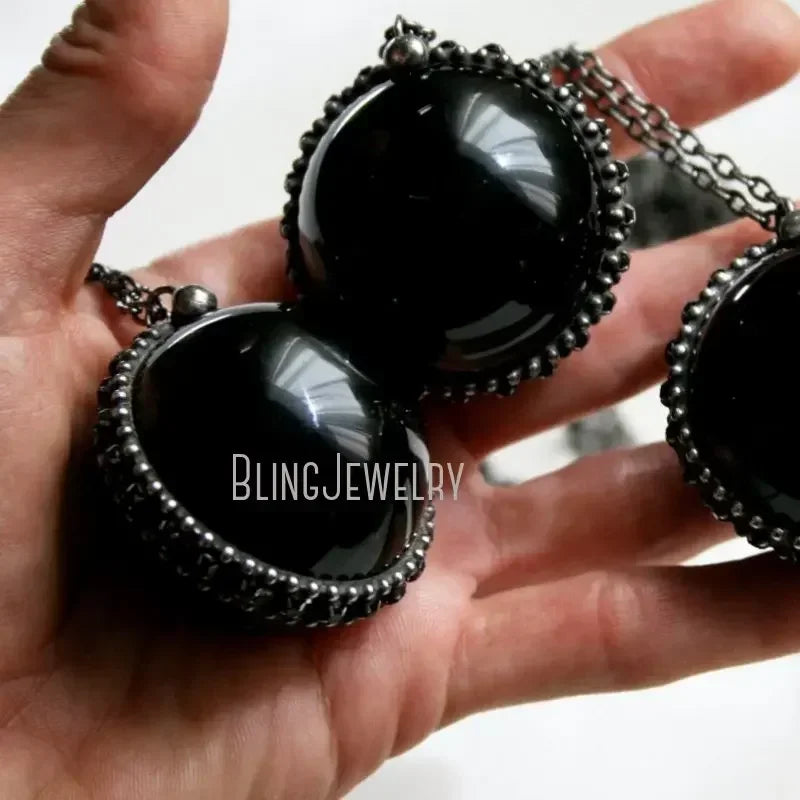 10pcs WitchCraft Collar Arcane Tiki Quartz Fluorite Obsidian Crystal Sphere Ball Talisman Necklace Goth Amulet Women Y2K Jewelry