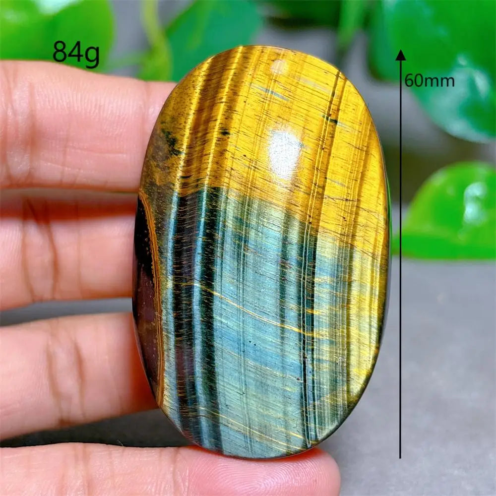 Blue Yellow Tiger Eye Palm Crystal Natural Stone Quartz Stone Minerals Home Decoration Reiki Craft Gifts Energy Healing Luck