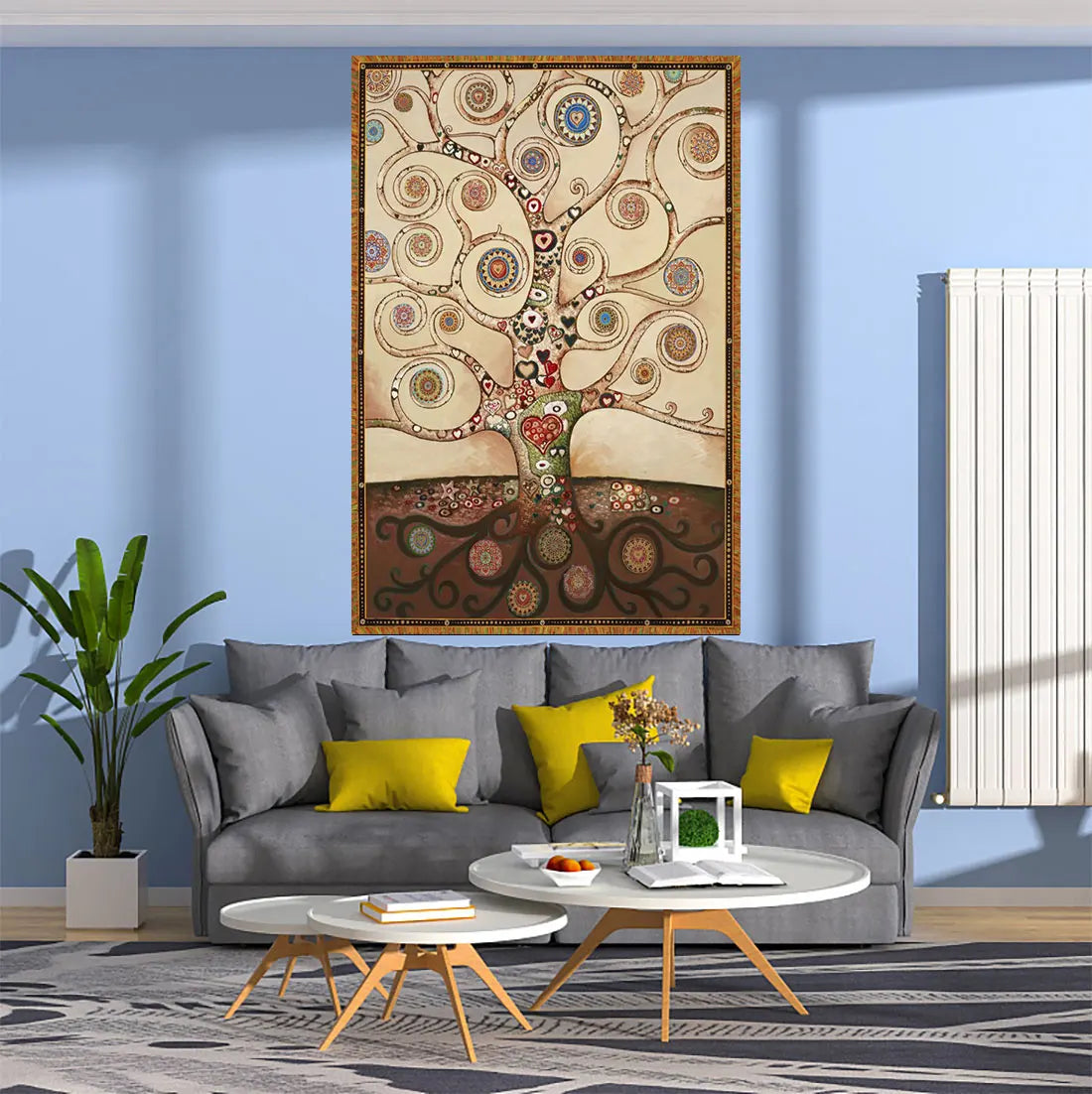 Fortune Tree Tapestry Seven Chakra Trees Of Life Printed Wall Hanging Carpets Bohemian Style Decoration Art Aesthetic Home Decor
