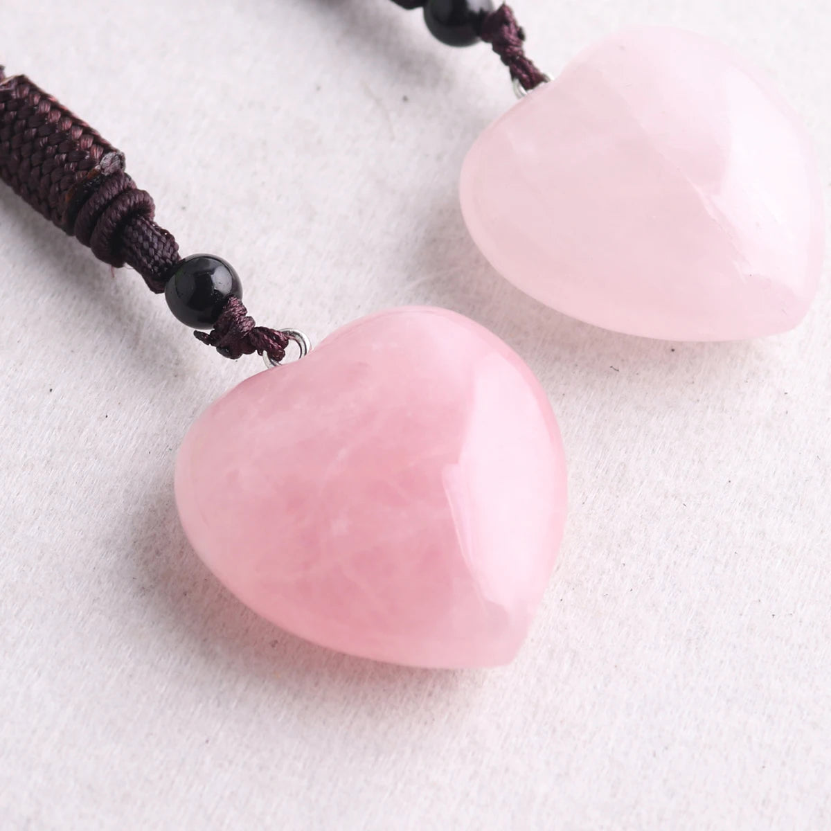6pcs /lot High Quality Natural Stone Rose Quartz Crystal 30mm Heart Pendant Necklace Female Healing Energy Jewelry Wholesales