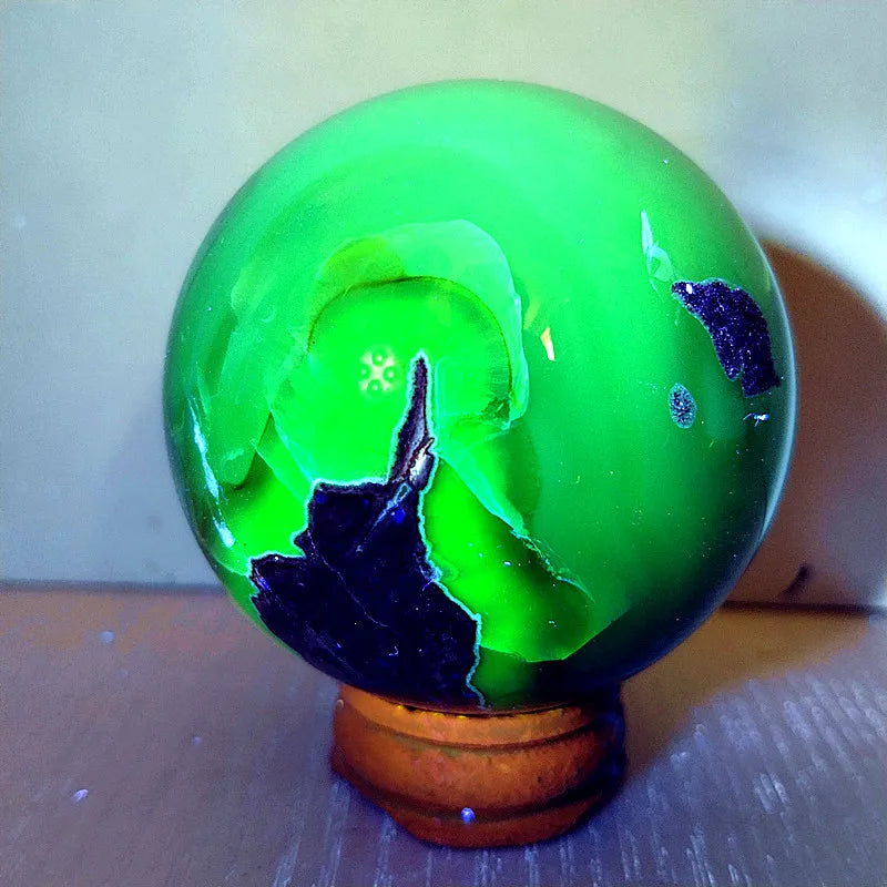 Natural Stone Fluorescence Agate Crystal Ball Gemstone Sphere Feng Shui Wicca Energy Spiritual Reiki Healing Crystals Home Deco