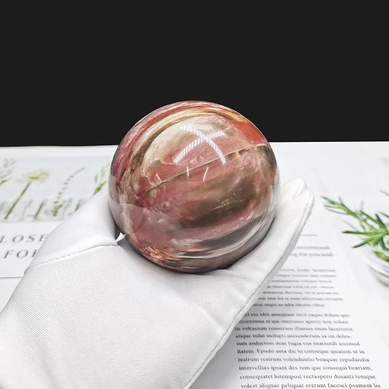 1pcs 60mm Red Rose Petrified Wood Sphere Fossil Agate Quartz Crystal ball Madagascar
