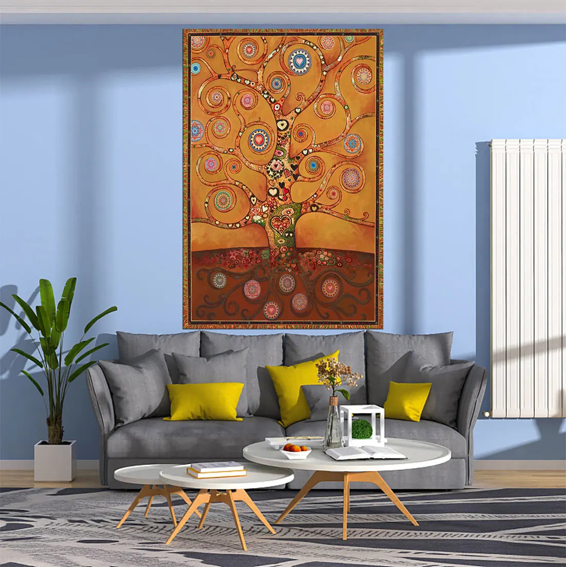 Fortune Tree Tapestry Seven Chakra Trees Of Life Printed Wall Hanging Carpets Bohemian Style Decoration Art Aesthetic Home Decor