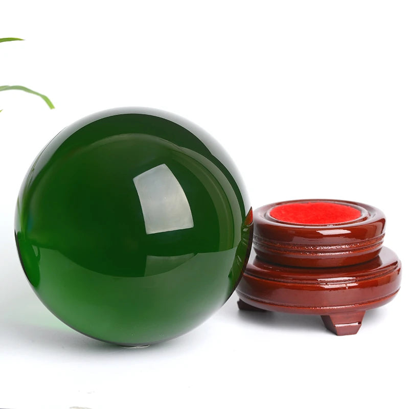 30mm-100mm Green Crystal Ball Asian Rare Obsidian Sphere Crystal Ball Healing Stone Decor Feng Shui