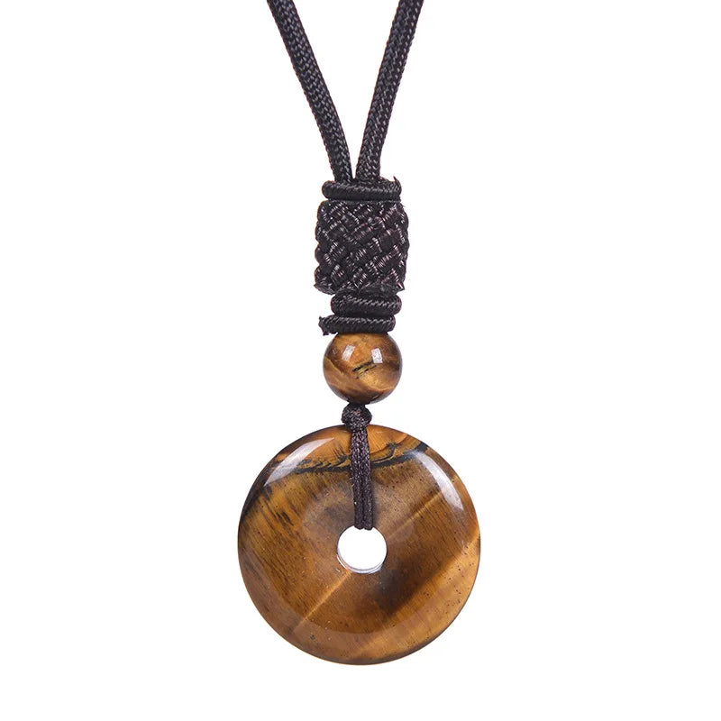 1 Chakra Healing Tiger Eye Amethyst Rose Quartz Clear Quartz Howlite Green Aventurine Amazonite Red Jasper Carnelian Lapis Lazuli Rhodonite Doughnut Necklace Spiritual