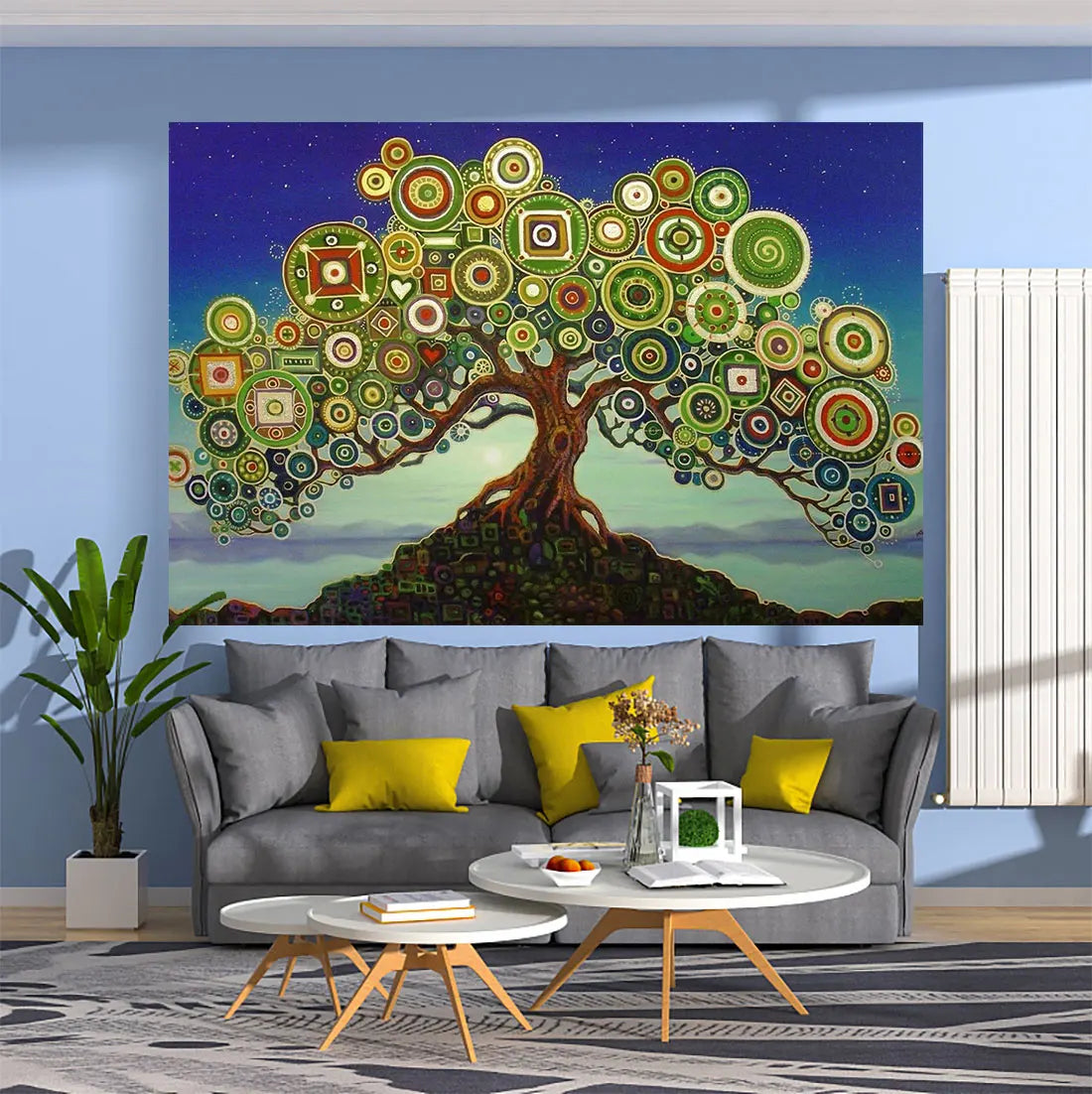 Fortune Tree Tapestry Seven Chakra Trees Of Life Printed Wall Hanging Carpets Bohemian Style Decoration Art Aesthetic Home Decor