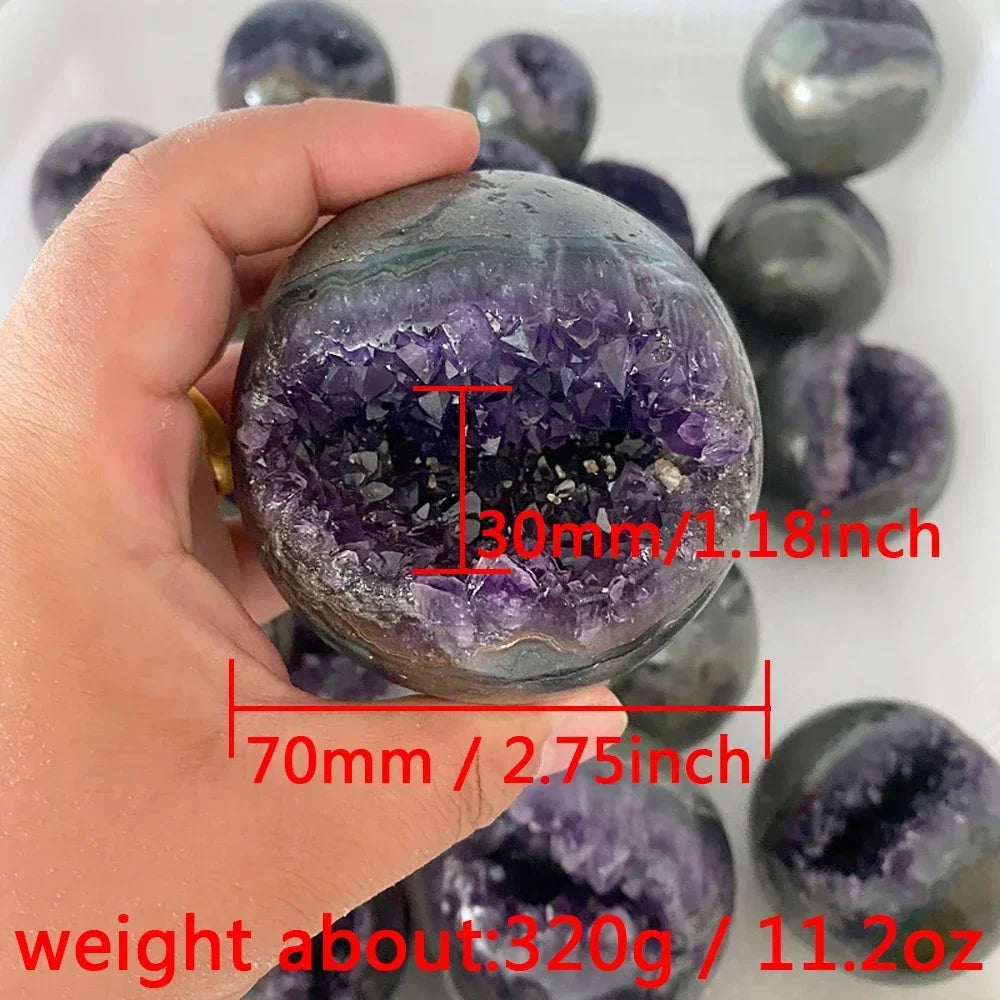 1PCS Natural Raw Amethyst Quartz Ball Sphere Crystal Cluster Healing Stones Specimen Crafts Gemstones Home Decoration Ornament