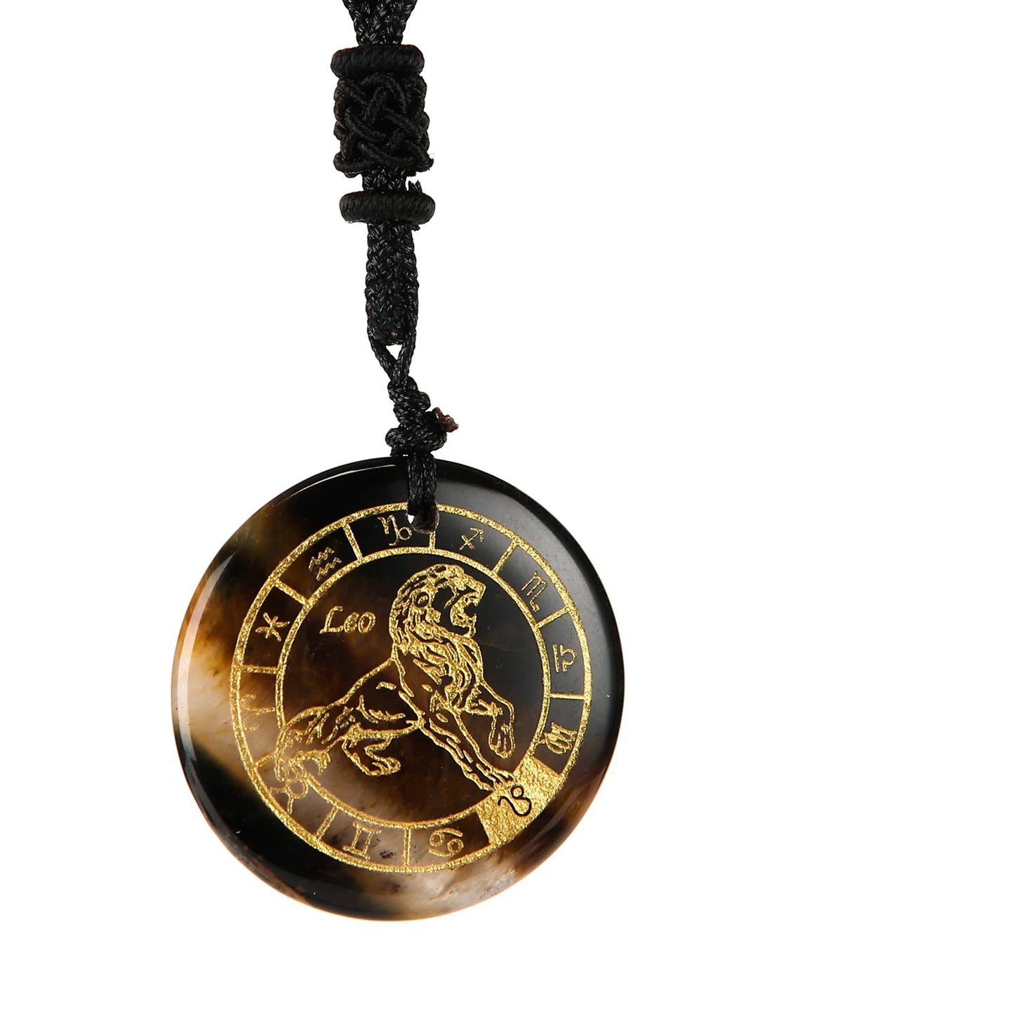 1 Piece Natural Chakra Semi-precious Tiger Eye Stone Engraved Crystal Reiki Healing Constellations Pendant Necklace