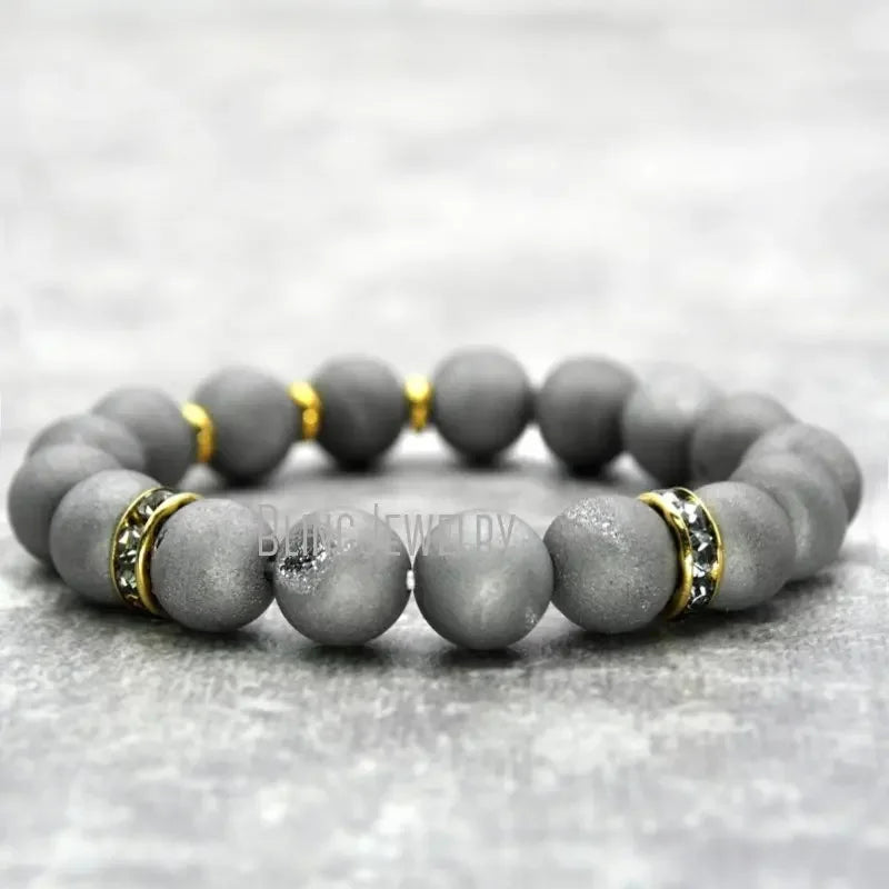 10pcs Rainbow Mystic Druzy Agate Beaded Bracelet Femme Women Healing Crystal Friendship Stretch Chakra Boho Jewelry