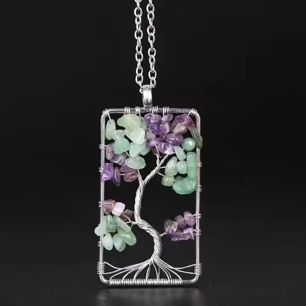 Custom Wholesale Chakra Creative Necklace Gemstone Charm Round Shape Lifetree Pendant Family tree of life in Jaipur Necklace