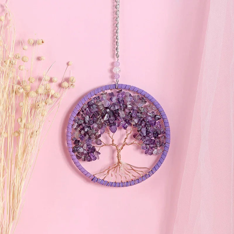 Agate Dream Catcher Balcony Garden Living Room Decoration Wind Chime Tree of Life Natural Agate Dream Catcher Gift for Girls