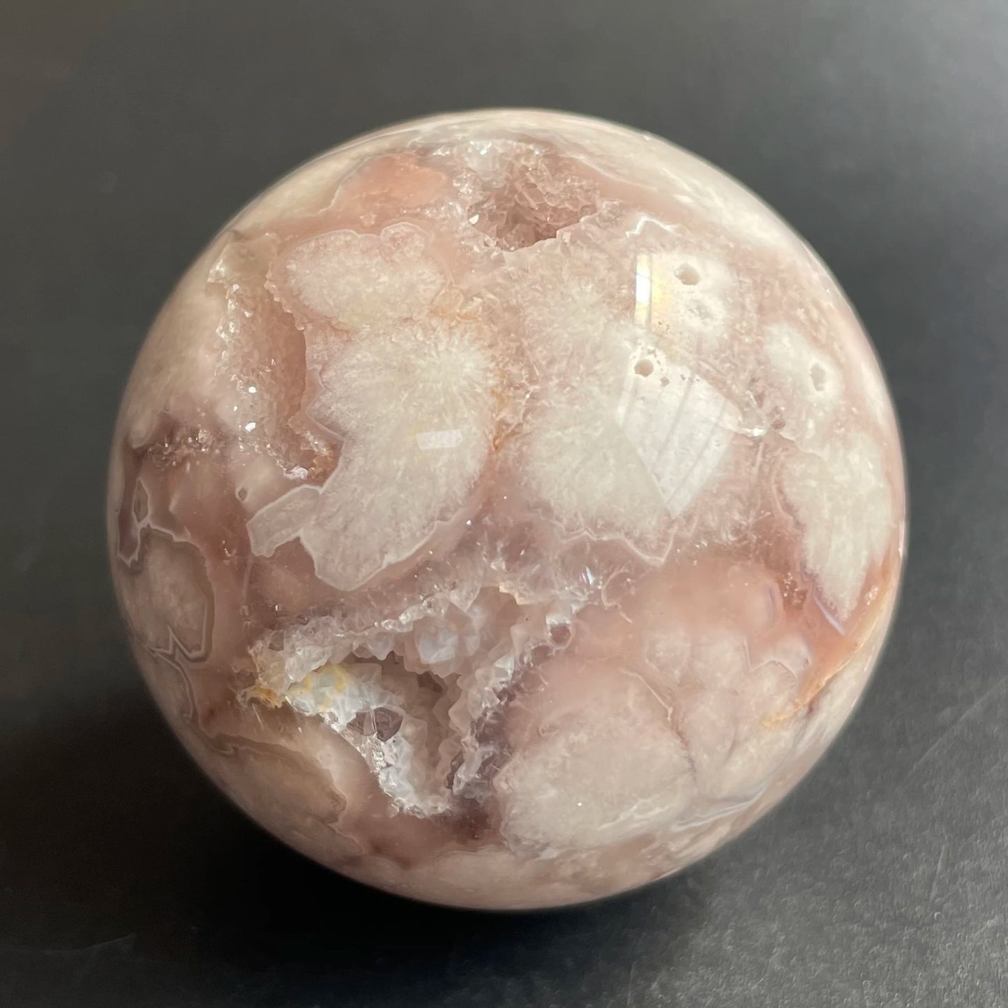 Natural Stone Amethyst Pink Sakura Agate Geode Sphere Polished Crystal Quartz ball Reiki Healing Gift Room Decor