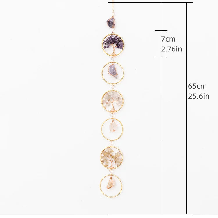 Crystals Tree of Life 7 Chakras Healing Hanging Meditation Raw Natural Stones Gemstone Sun Catcher Reiki Product Yoga Room Decor