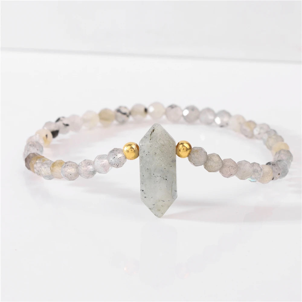 Hexagonal Rose Quartzs Charm Bracelet Natural Stone Crystal Faceted Beads Bracelets For Women Men Meditation Exquisite Jewelry