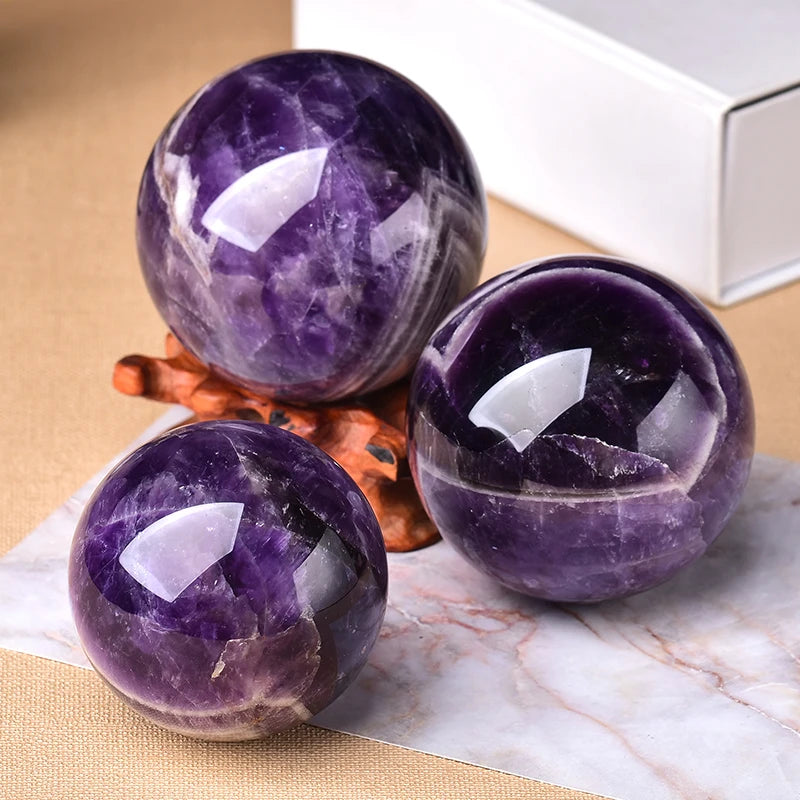 Natural Amethyst Sphere Polished Lukesemporium.com Globe Massaging Ball Chakra Reiki Healing Stone Exquisite Gifts EarthgsAura