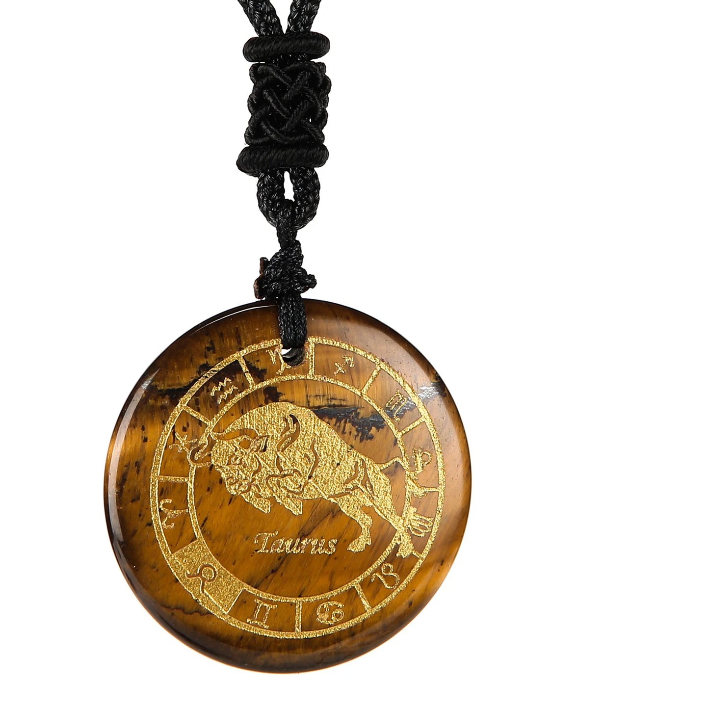 1 Piece Natural Chakra Semi-precious Tiger Eye Stone Engraved Crystal Reiki Healing Constellations Pendant Necklace