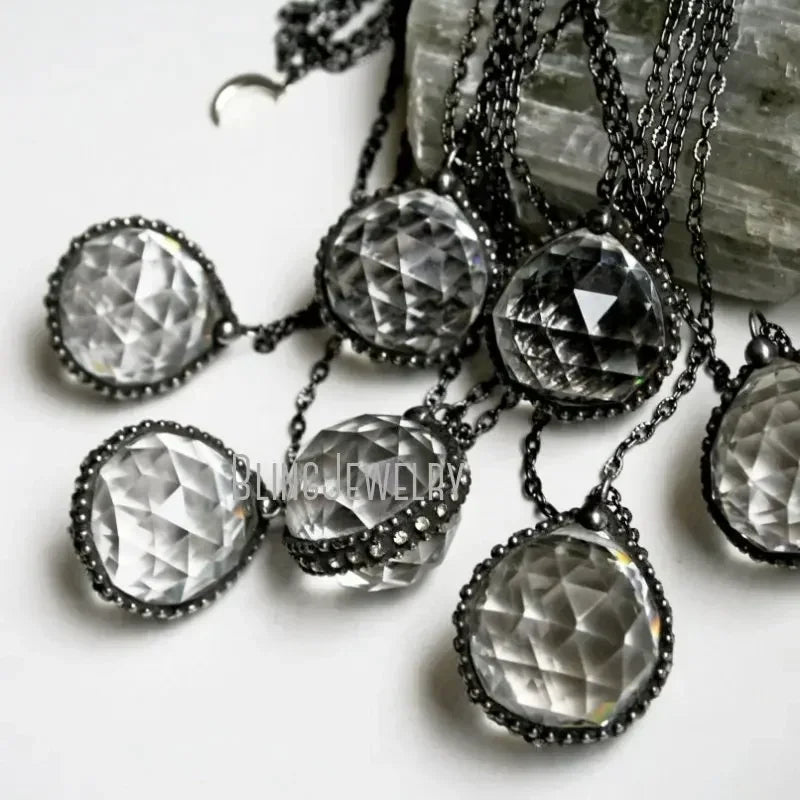 10pcs WitchCraft Collar Arcane Tiki Quartz Fluorite Obsidian Crystal Sphere Ball Talisman Necklace Goth Amulet Women Y2K Jewelry