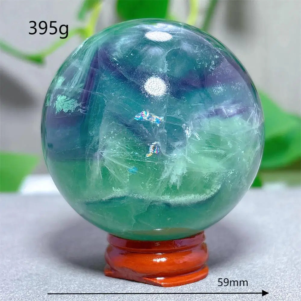 Feather Fluorite Sphere Crystal Natural Stone Quartz Stone Minerals Home Decoration Reiki Craft Gifts Energy Healing Love Luck