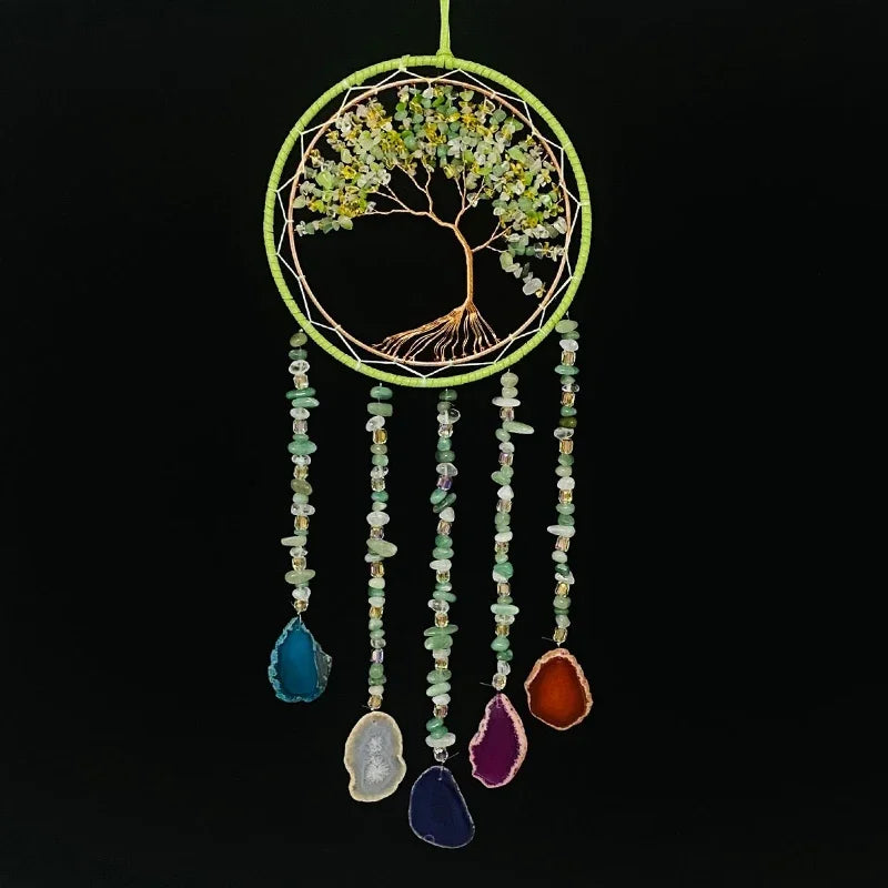 Agate Dream Catcher Balcony Garden Living Room Decoration Wind Chime Tree of Life Natural Agate Dream Catcher Gift for Girls
