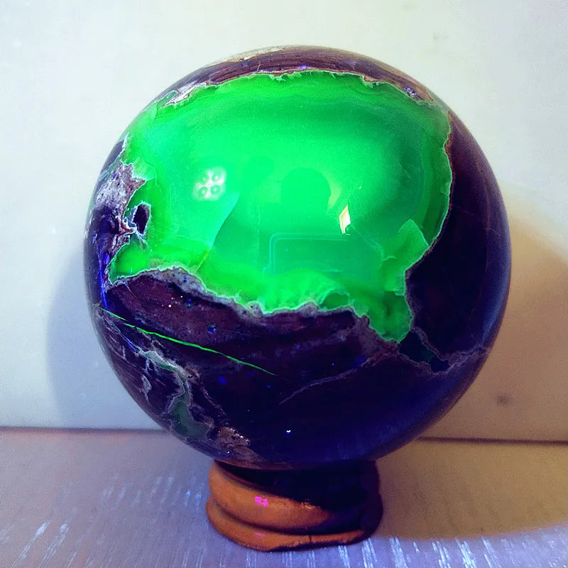 Natural Stone Fluorescence Agate Crystal Ball Gemstone Sphere Feng Shui Wicca Energy Spiritual Reiki Healing Crystals Home Deco