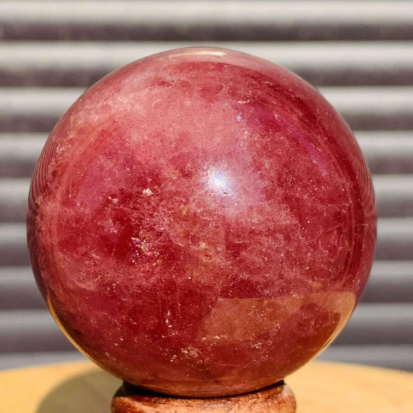 Natural Strawberry Quartz Crystal Ball, Polished Sphere Healing