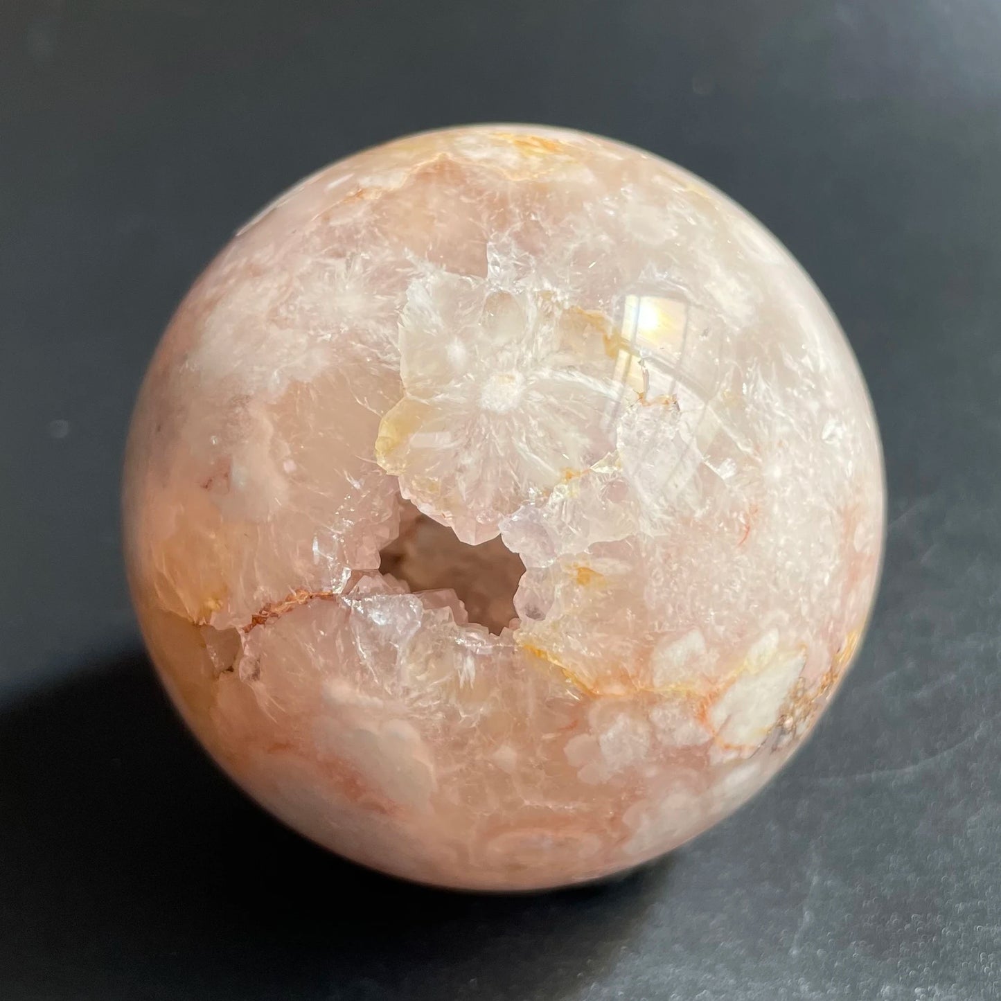 Natural Stone Amethyst Pink Sakura Agate Geode Sphere Polished Crystal Quartz ball Reiki Healing Gift Room Decor