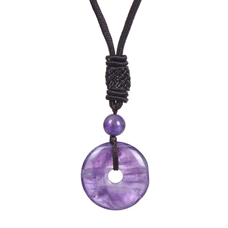 Gorgeous Chakra Healing Tiger Eye Amethyst Rose Quartz Clear Quartz Howlite Green Aventurine Amazonite Red Jasper Carnelian Lapis Lazuli Rhodonite Doughnut Necklace Spiritual