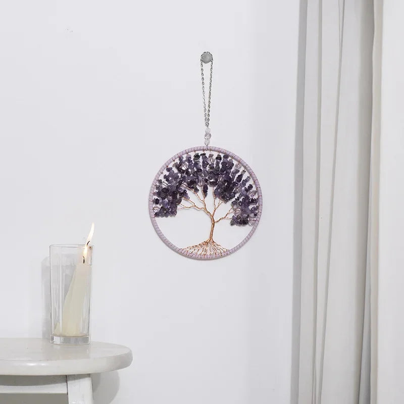 Agate Dream Catcher Balcony Garden Living Room Decoration Wind Chime Tree of Life Natural Agate Dream Catcher Gift for Girls