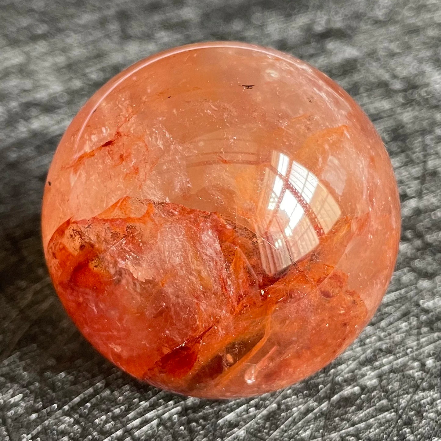 143g Natural Stone Fire Quartz Crystal Ball Rainbow Quartz Sphere Polished Rock Reiki Healing B13