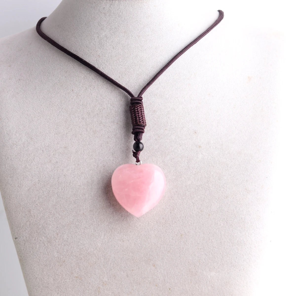 6pcs /lot High Quality Natural Stone Rose Quartz Crystal 30mm Heart Pendant Necklace Female Healing Energy Jewelry Wholesales