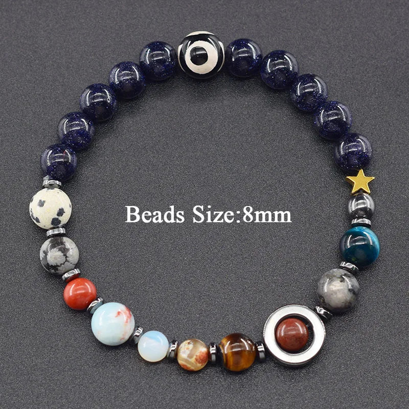 Hot Selling Cosmic Solar System Bracelet Eight Planets Sun Mercury Venus Earth Moon Mars Jupiter SaturnUranus Neptune Friendship Bracelet Handmade Jewelry Accessories