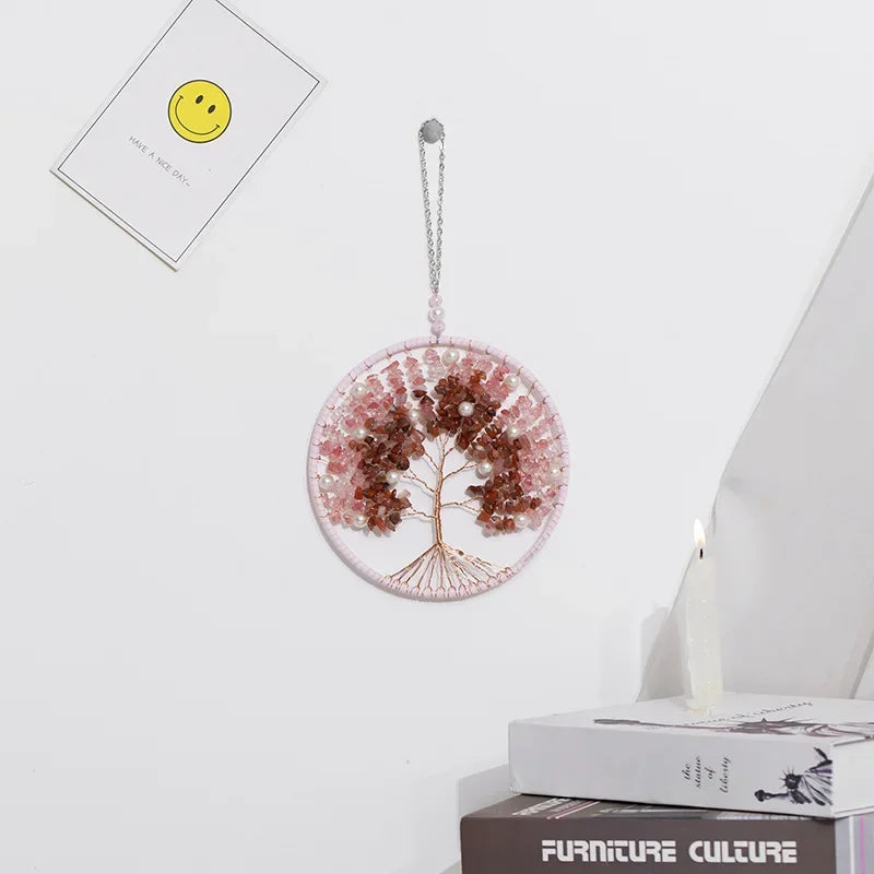 Agate Dream Catcher Balcony Garden Living Room Decoration Wind Chime Tree of Life Natural Agate Dream Catcher Gift for Girls