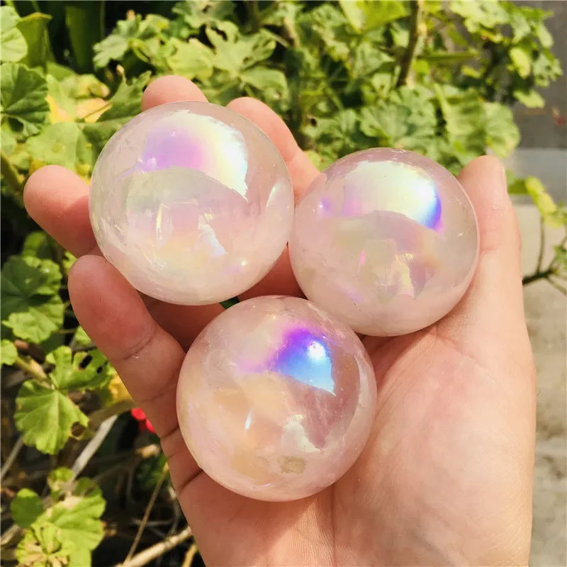 angel aura rose quartz crystals ball natural stones and minerals gemstone sphere home decoration feng shui crafts 1pc
