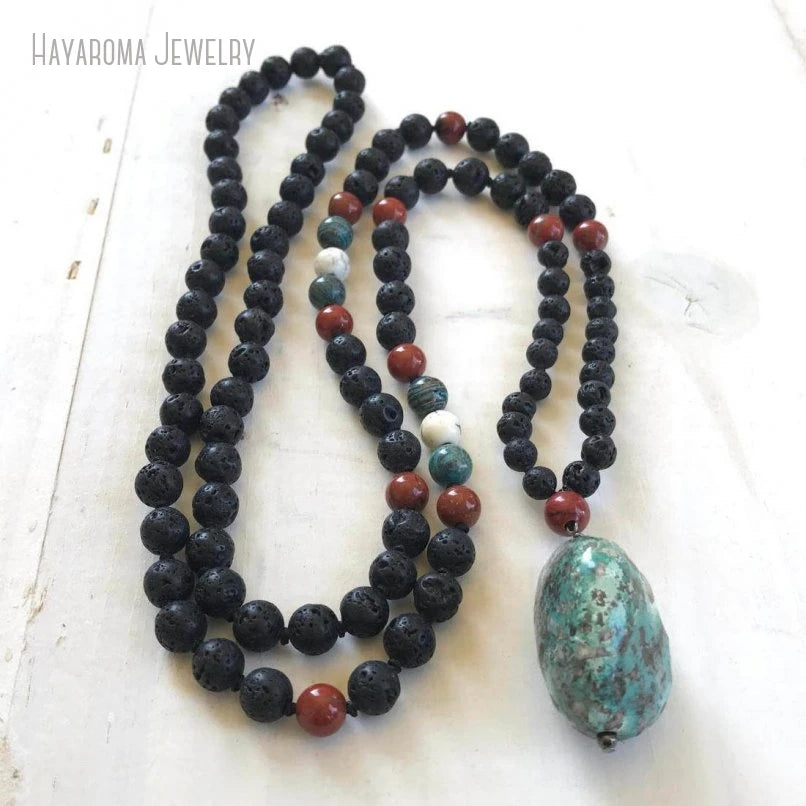 10Pcs Turquoises Lava Wisdom Unisex Mens Grounding Root Chakra 108 Bead Mala Yoga Chakra Meditation Tibetan Jewelry