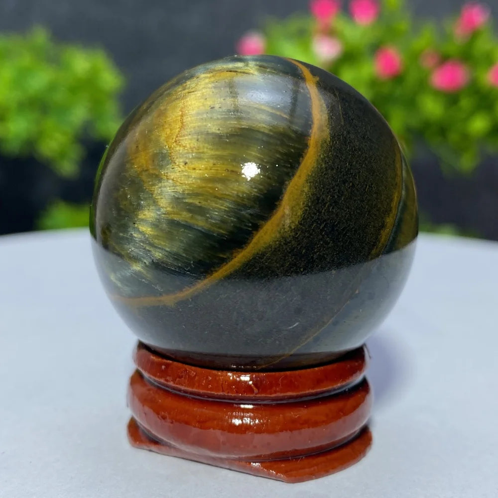 Blue Yellow Tiger Eye Ball Natural Crystal Sphere Mineral Gem Specimen Spiritual Meditation Reiki Healing Stone Home Decoration