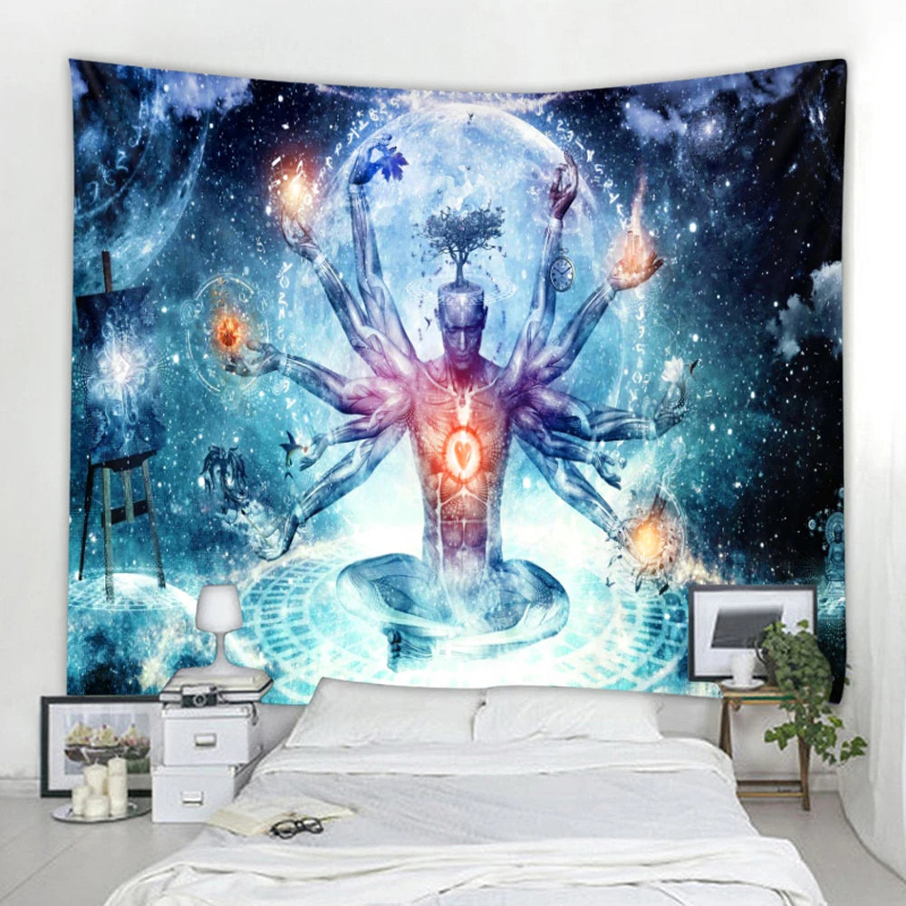 Buddha Meditation Seven Chakras Home Decor Tapestry Mandala Bohemian Decoration Psychedelic Scene Wall Mount Yoga Mat