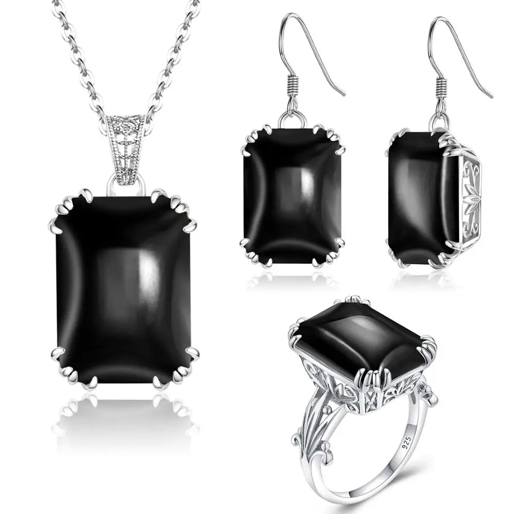 Bridal Jewelry Sets For Women Sterling Silver 925 Ring Earring Pendant Big Turquoise Gemstone Bohemian Jewelry Sweet 16